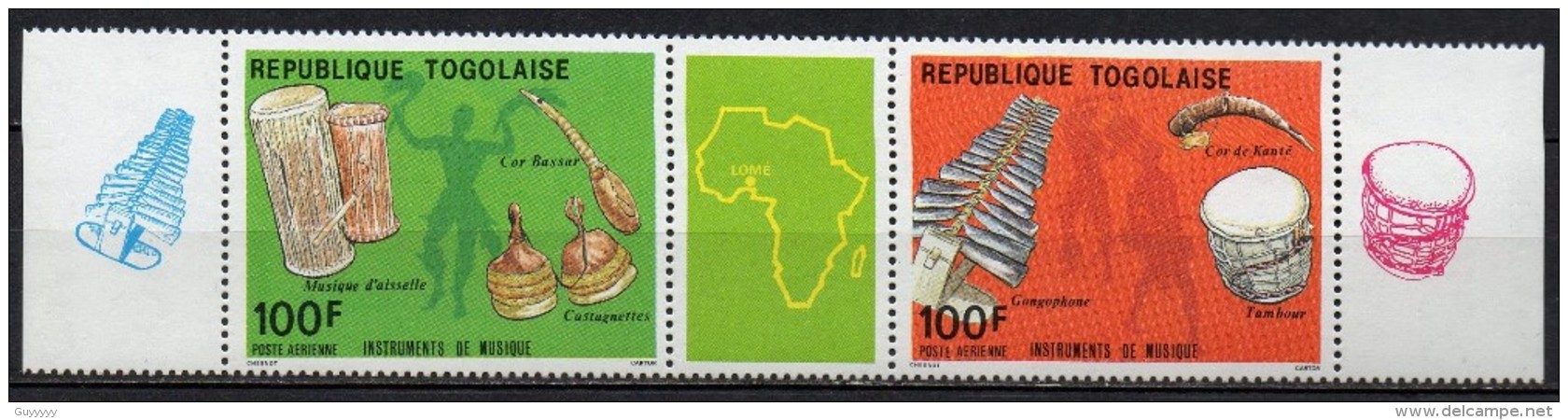 Togo - Poste Aérienne - 1985 - Yvert N° PA 570 & 571 ** - Philexafrique III, Instruments De Musique - Togo (1960-...)