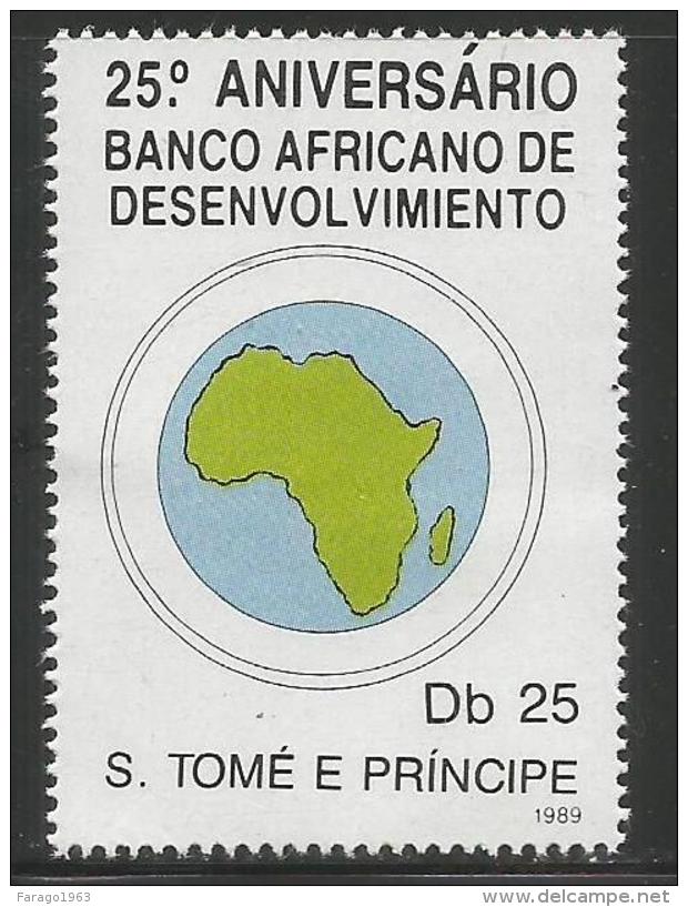 1989 Sao Tome African Development Bank Map DIFFICULT TO FIND  Complete Set Of 1  MNH - Sao Tomé E Principe
