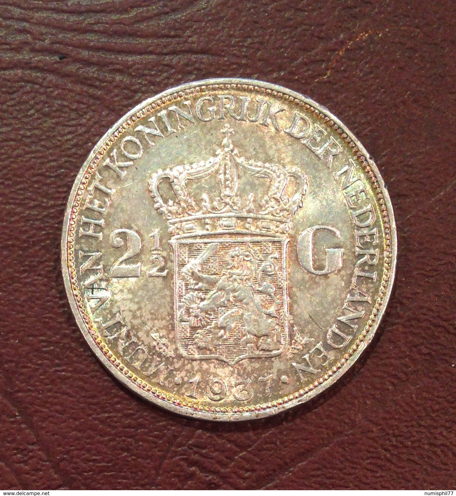 PAYS-BAS - 2 1/2 GULDEN Whilhelmina 1937 - 1/2 Gulden