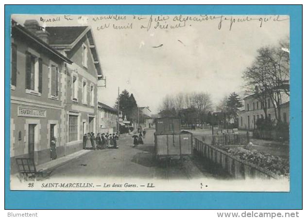 CPA 28 Chemin De Fer Train Les Deux Gares SAINT-MARCELLIN 38 - Saint-Marcellin