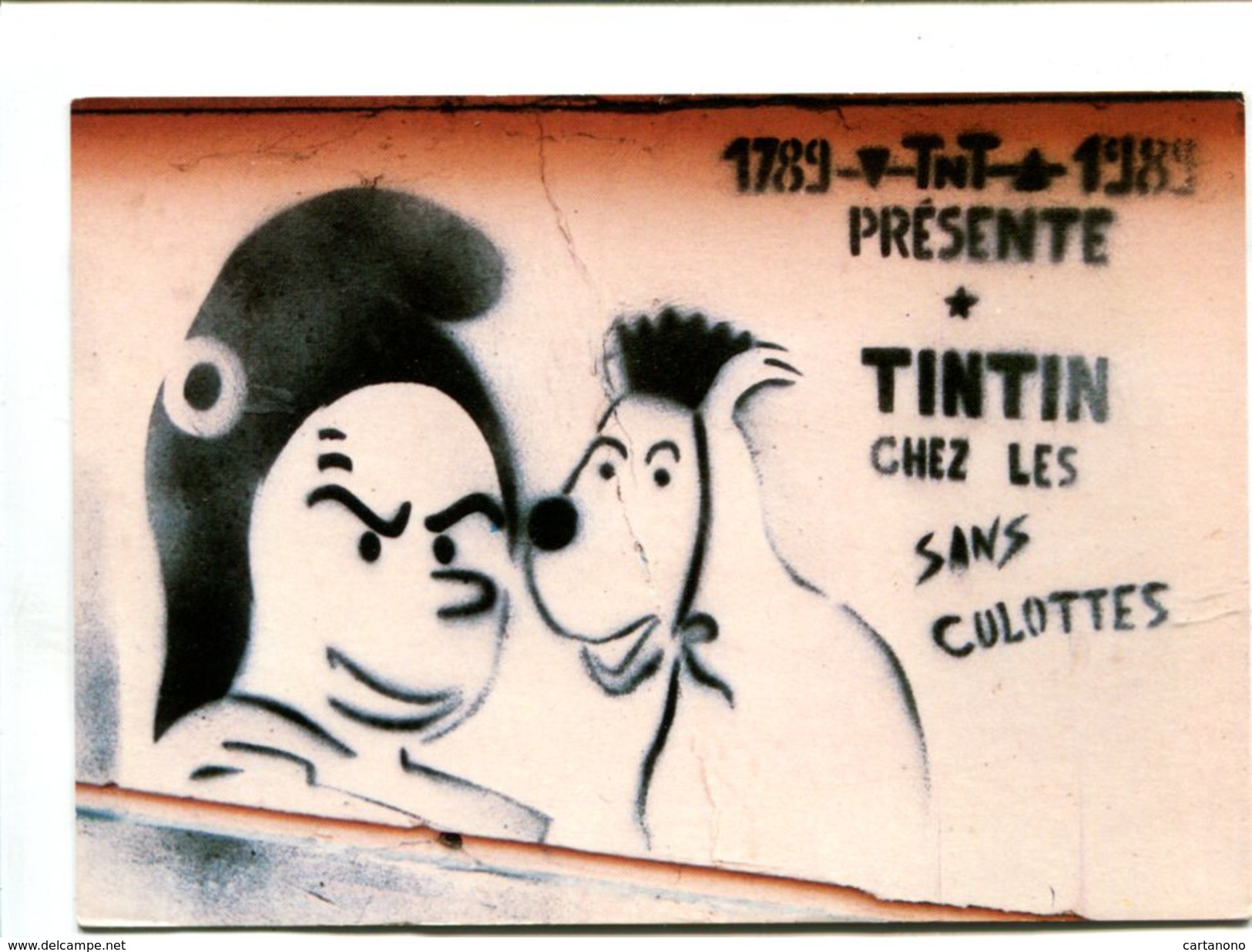 Cp - TINTIN Et MILOU - Graffiti, Paris 1990 - Bandes Dessinées