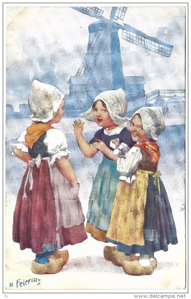 Three Small Dutch Girls (clogs Windmill) - H Feierilly - Bruder Kohn -,unused - Feiertag, Karl