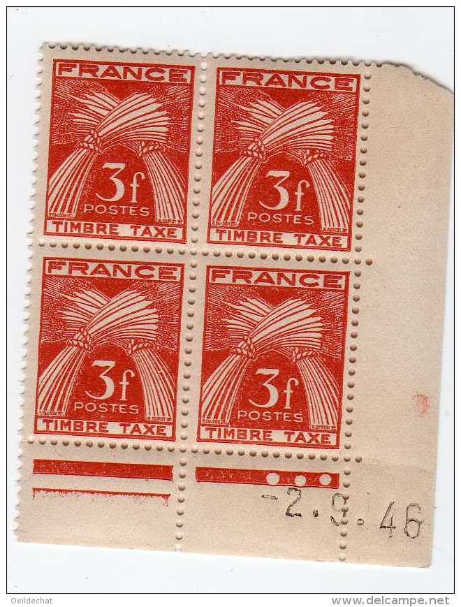 669 - FRANCE  Taxe N° 83** 3fr Rouge-brun  " Gerbes "  Du 13.9.45  Date Très  Décalée  SUP - 1940-1949