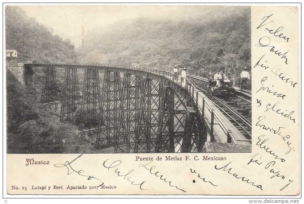 Mexico - Puente De Metlac F C Mexicano - Latapi Y Bert - Postmark 1904 - Mexico