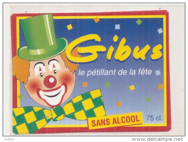 étiquette - Années 1960/1990* - Pétillant Gibus - Sans Alcool Clown - - Hofnarren