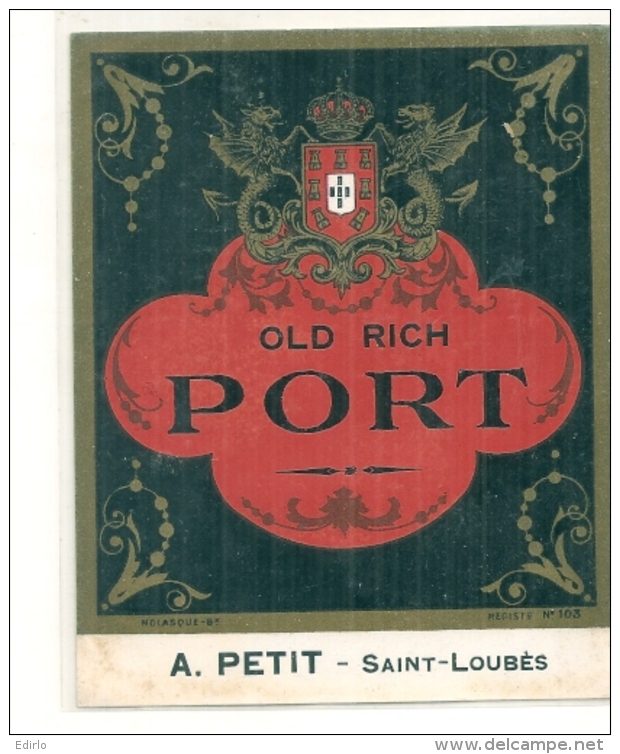 étiquette - Années 1930/1970* -OLD RICH PORT - LOBES A Petit - Bouffons
