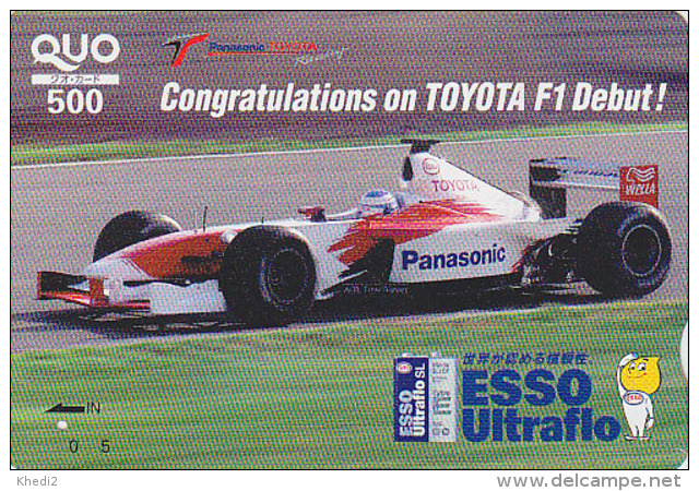 Carte Prépayée Japon - VOITURE DE COURSE F1 - TOYOTA / ESSO ULTRAFLO - RACING CAR Japan Prepaid QUO Card - 2946 - Automobili