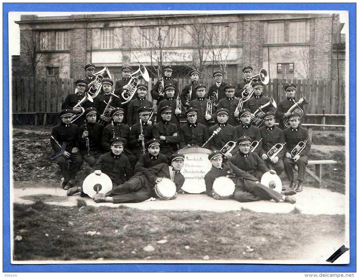 Altes Foto, Blas-Musikkapelle, Gewerkschafts-Musikverein Fleischarbeiter Grossmarkthalle, Format Ca. 11,2 X 8,3 Cm - Anonyme Personen