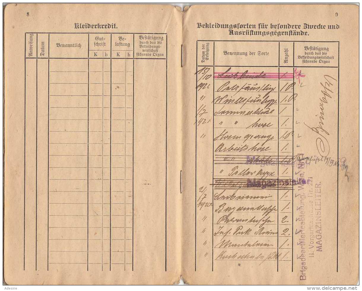 BEKLEIDUNGSBUCH 1920 - Historische Dokumente