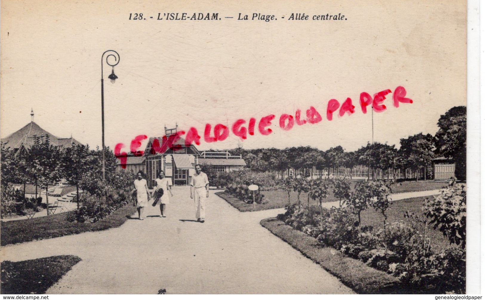 95 - L' ISLE ADAM - LA PLAGE   ALLEE CENTRALE  JOUEURS DE TENNIS - L'Isle Adam