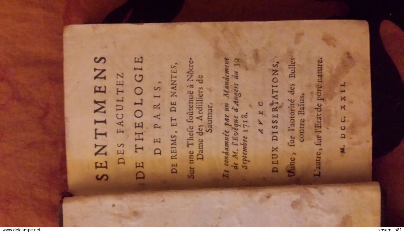 Sentimens Des Facultez De Théologie De Paris, De Reims, Et De Nantes Sur Une Thèse Soutenue à Notre-dame Des Ardillers D - 1701-1800