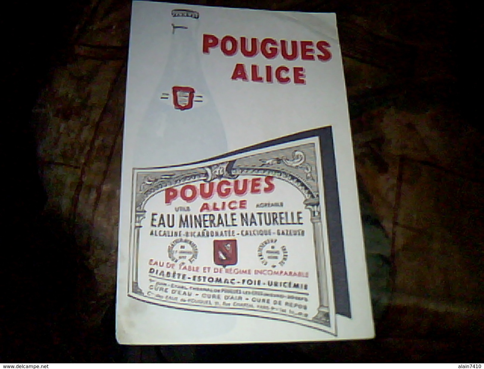 Buvard Publicitaire Eau Minerale Pougues Alice - E