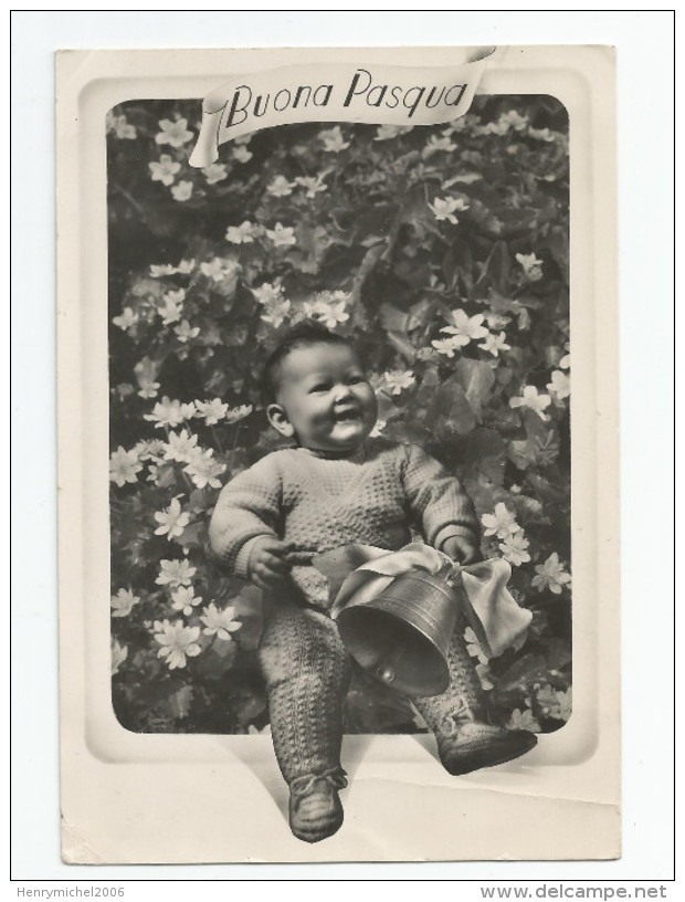 Cpsm Buona Pasqua  Enfant Montage Cloche 1955 - Photographie