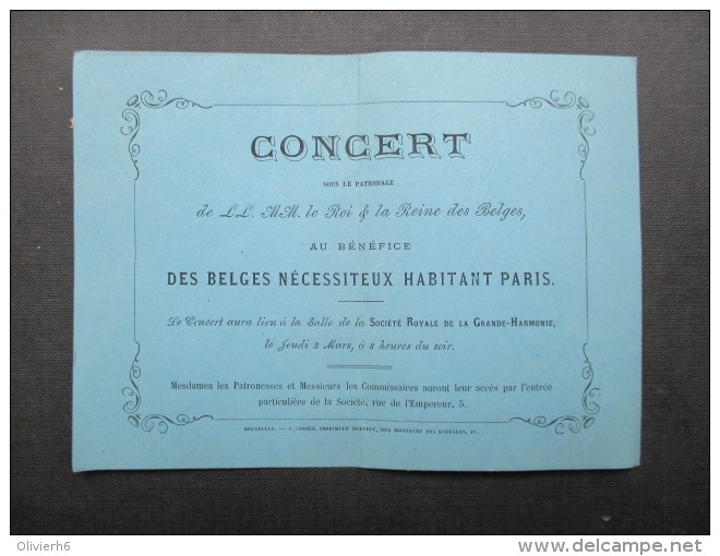 VP TICKET D'ENTRéE (V1618) Pour Les Belges Nécessiteux De Paris (2 Vues) Sous Le Patronage Du Roi & La Reine Des Belges - Tickets - Vouchers