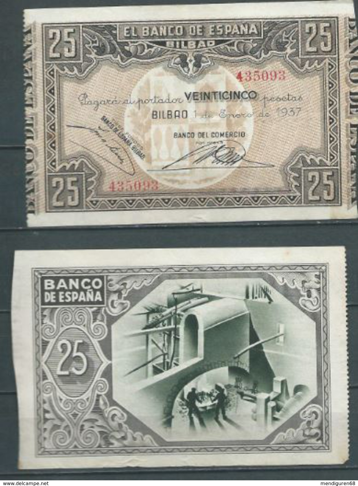 ESPAGNE SPANIEN SPAIN ESPAÑA 1937 25 PTAS BANCO ESPAÑA-BILBAO (EUZKADI) - 25 Peseten