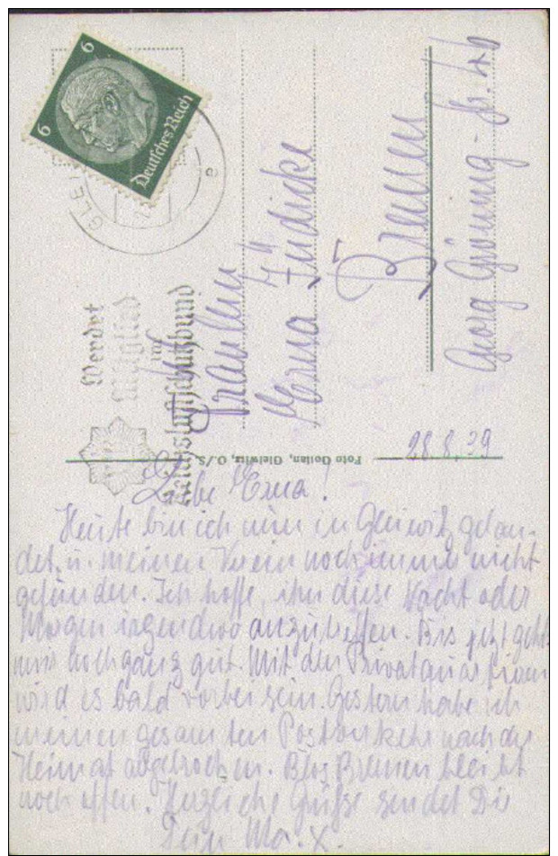 Gleiwitz, Gaststätte, Schultheiss-Ausschank, Inhaber Erich Kwoke, Postkarte, Edg. Deutschland, Schlesien - Schlesien