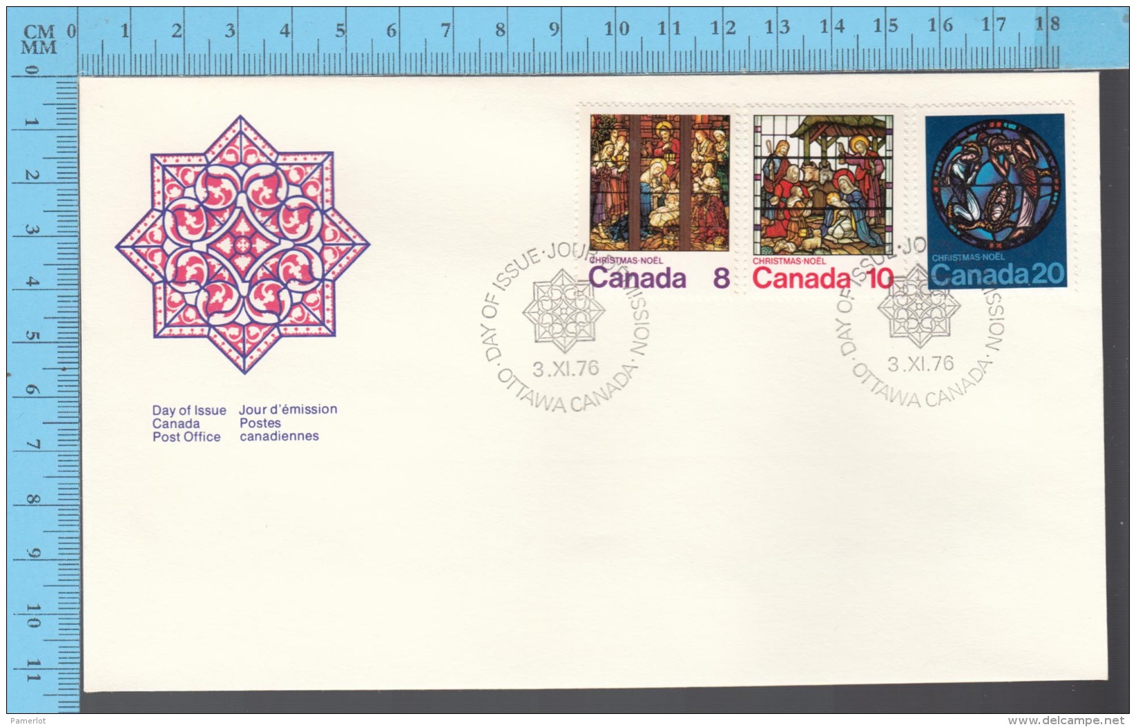 Canada - 1976 Scott #697-698-699, Christmas Nativity, Combination  - FDC PPJ , Fancy Cancelation - Christianisme