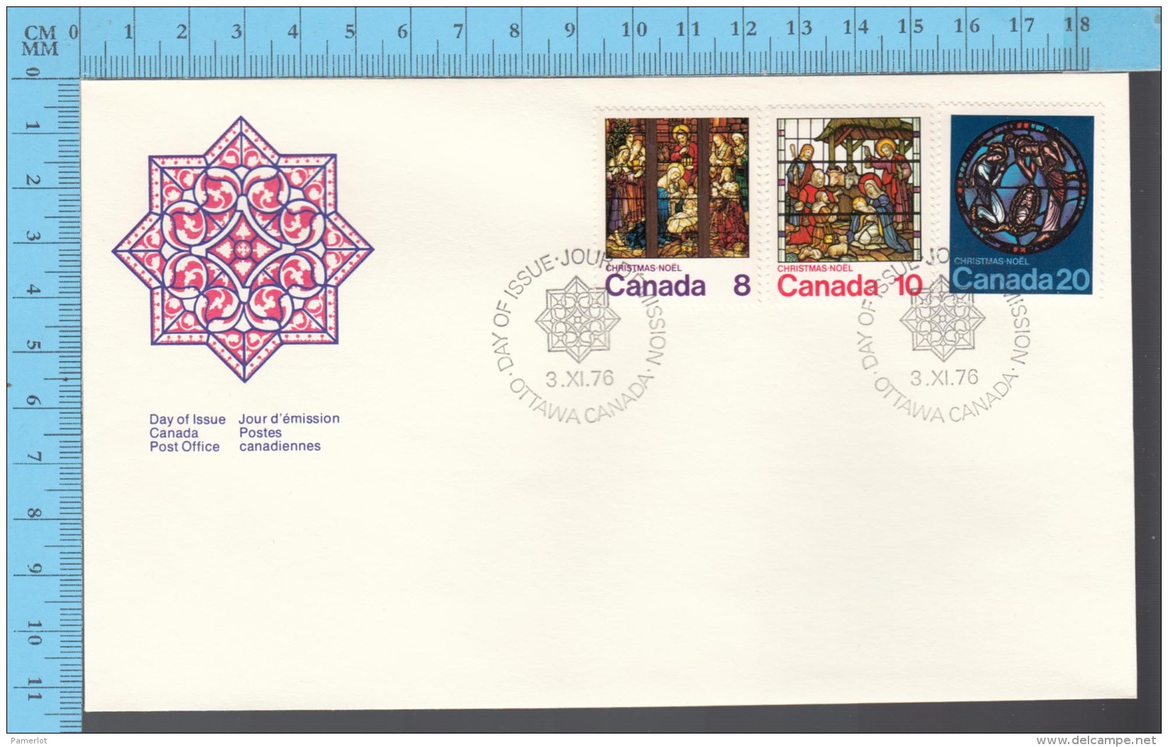 Canada - 1976 Scott #697-698-699, Christmas Nativity, Combination  - FDC PPJ , Fancy Cancelation - Christianisme