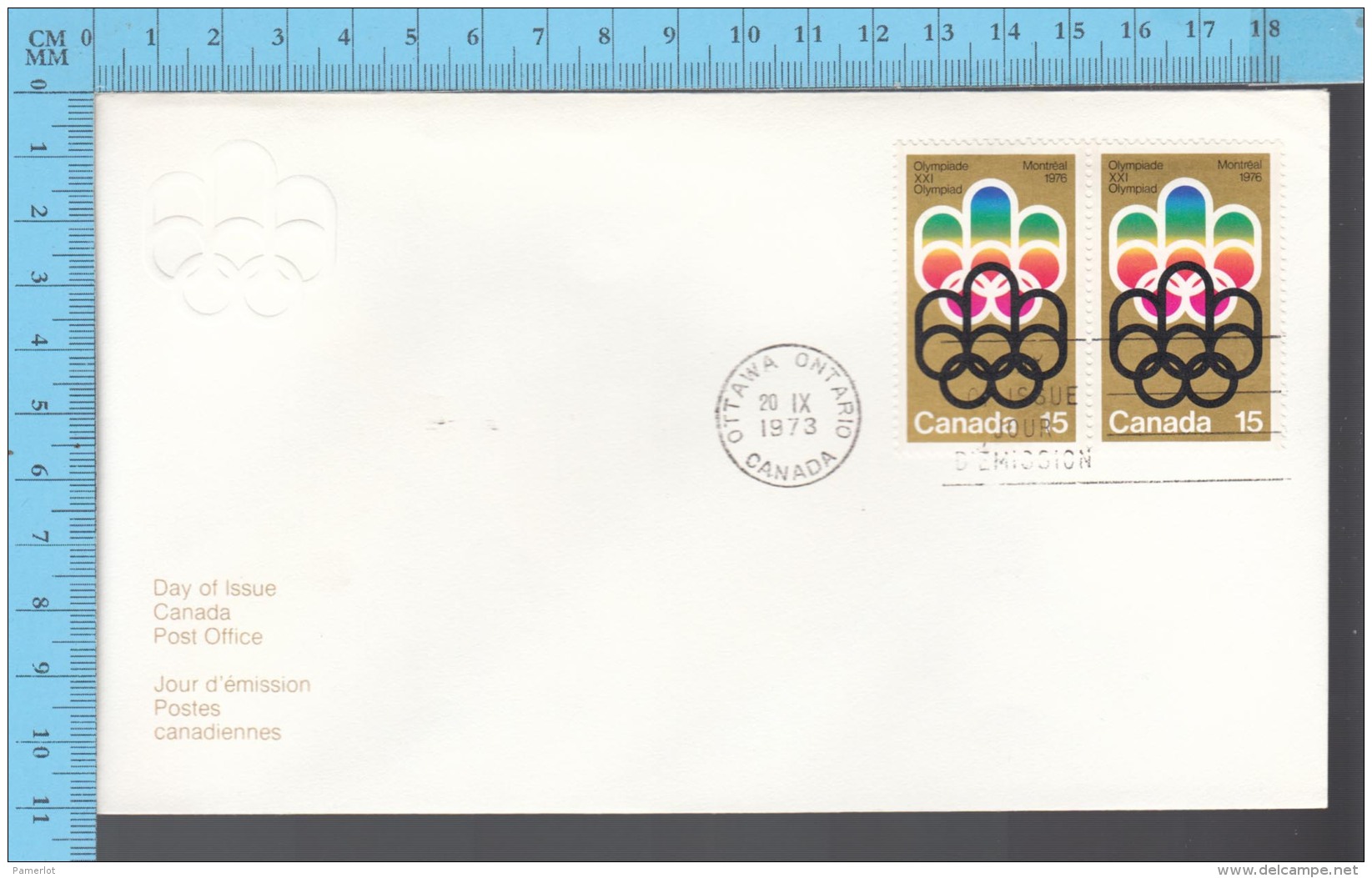 Canada - 1976 Pair Scott #624, Olympic Ceremonies, Montreal Cojo Symbol - FDC PPJ , Fancy Cancelation - Zomer 1976: Montreal