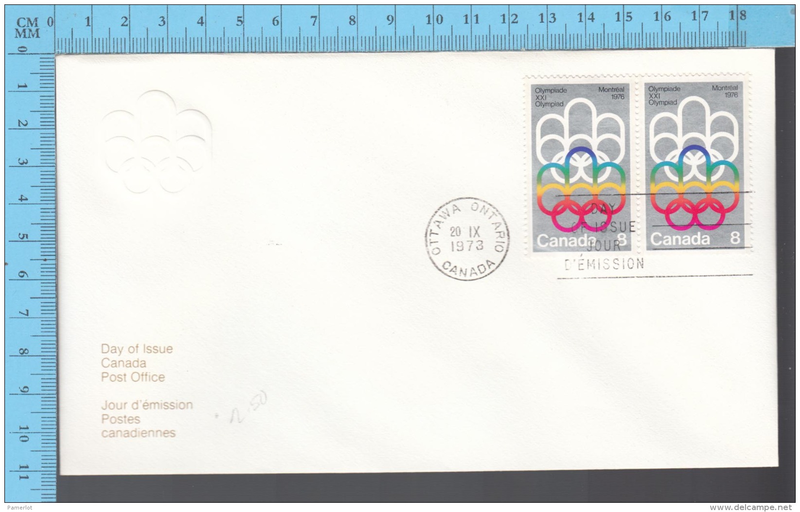 Canada - 1976 Pair Scott #623, Olympic Ceremonies, Montreal Cojo Symbol - FDC PPJ , Fancy Cancelation - Ete 1976: Montréal