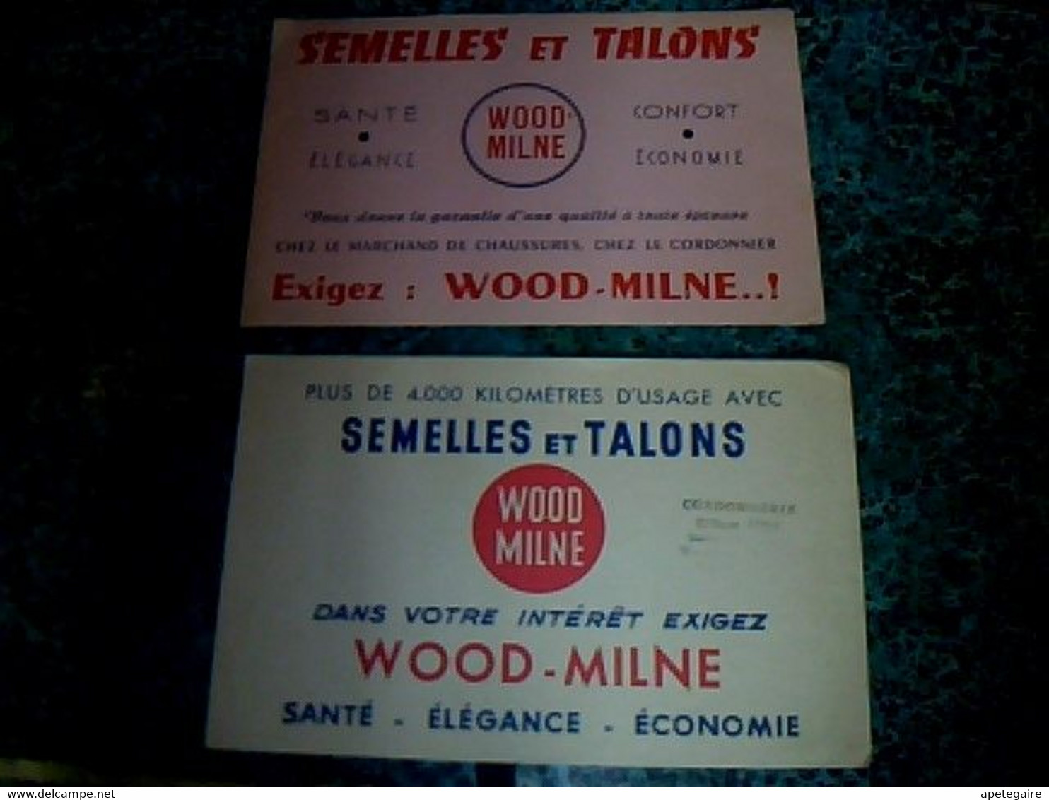 Buvards Publicitaire X 2  Semelles Et Talons Wood Milne - W