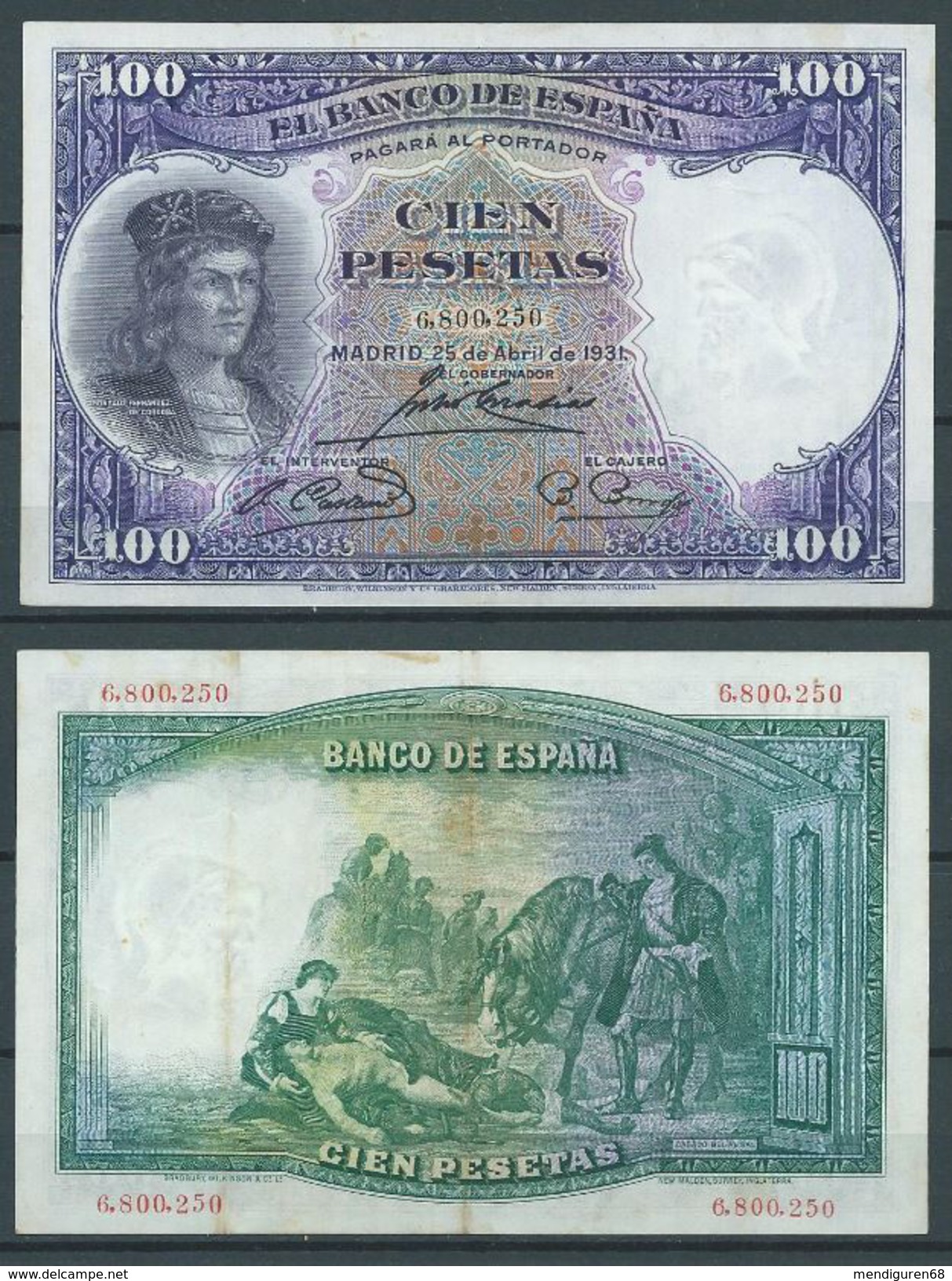 ESPAGNE SPANIEN SPAIN ESPAÑA 1931 25 ABRIL 100 PESETAS GONZALO FERNANDEZ DE CORDOBA EBC - 100 Pesetas