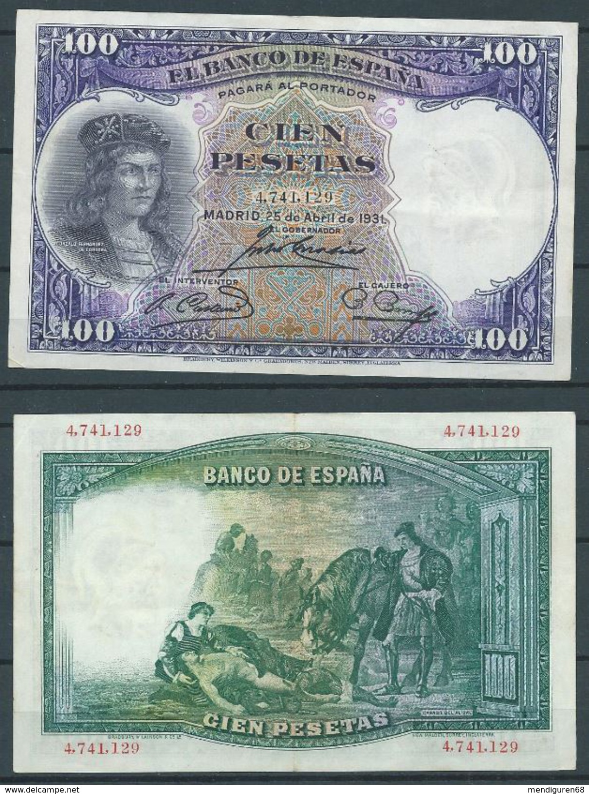 ESPAGNE SPANIEN SPAIN ESPAÑA 1931 25 ABRIL 100 PESETAS GONZALO FERNANDEZ DE CORDOBA EBC - 100 Peseten