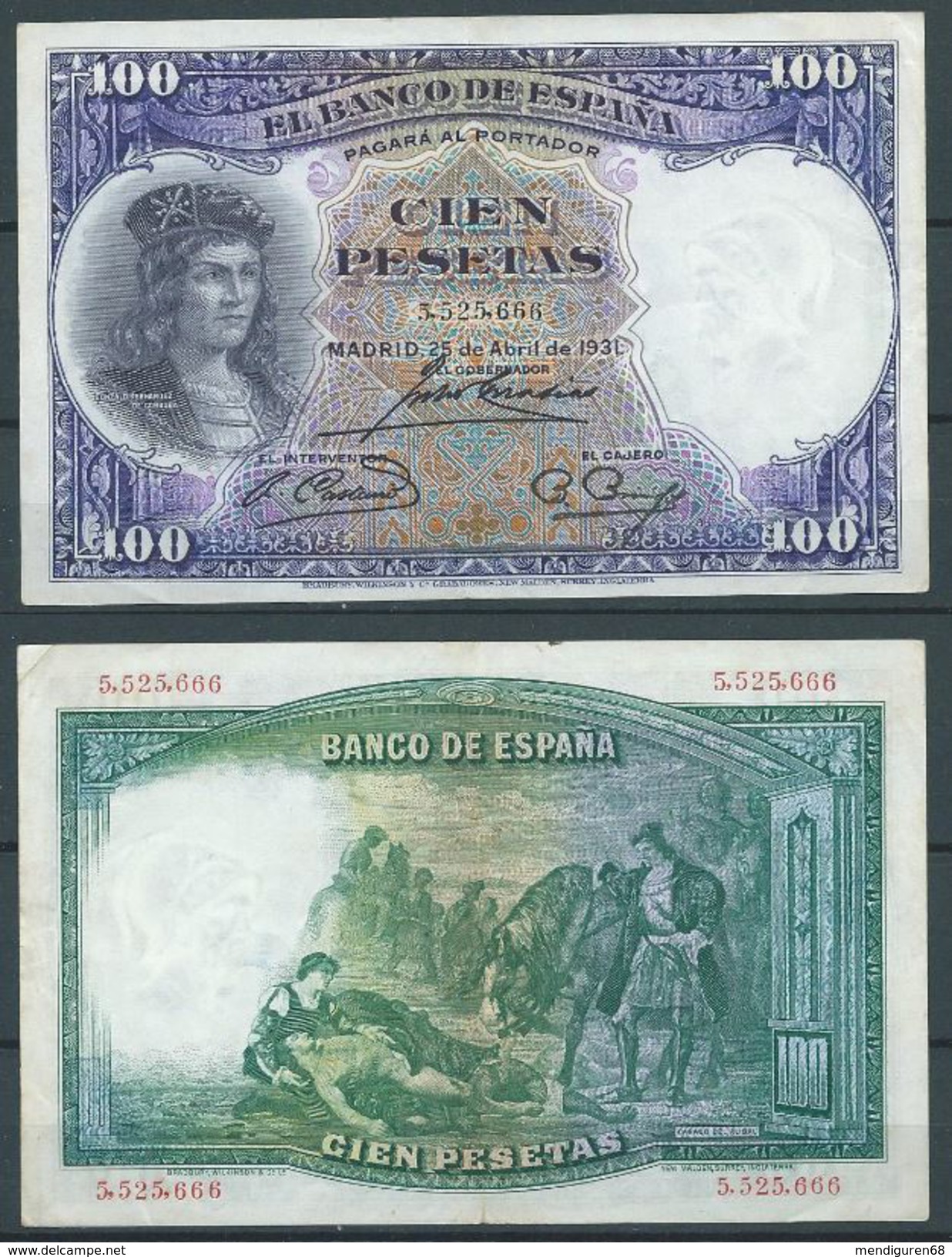 ESPAGNE SPANIEN SPAIN ESPAÑA 1931 25 ABRIL 100 PESETAS GONZALO FERNANDEZ DE CORDOBA EBC - 100 Pesetas