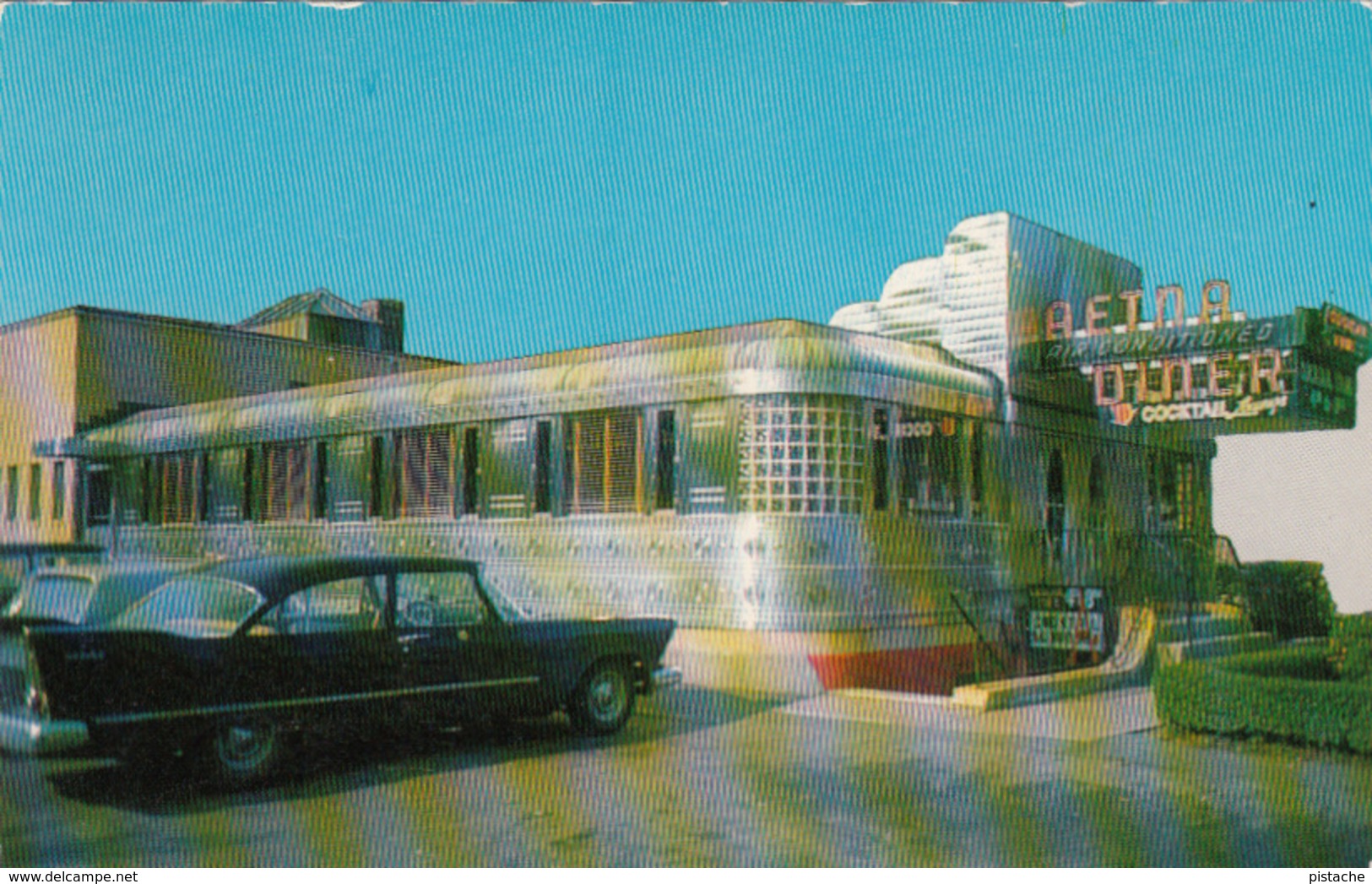 Hartford Connecticut - Aetna Diner Restaurant - 1960 American Car - 2 Scans - Hartford