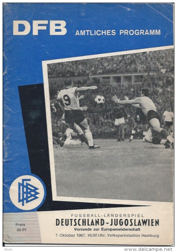 Sport Programme PR000010 - Football (Soccer / Calcio) Germany Vs Yugoslavia: 1967-10-07 - Programs