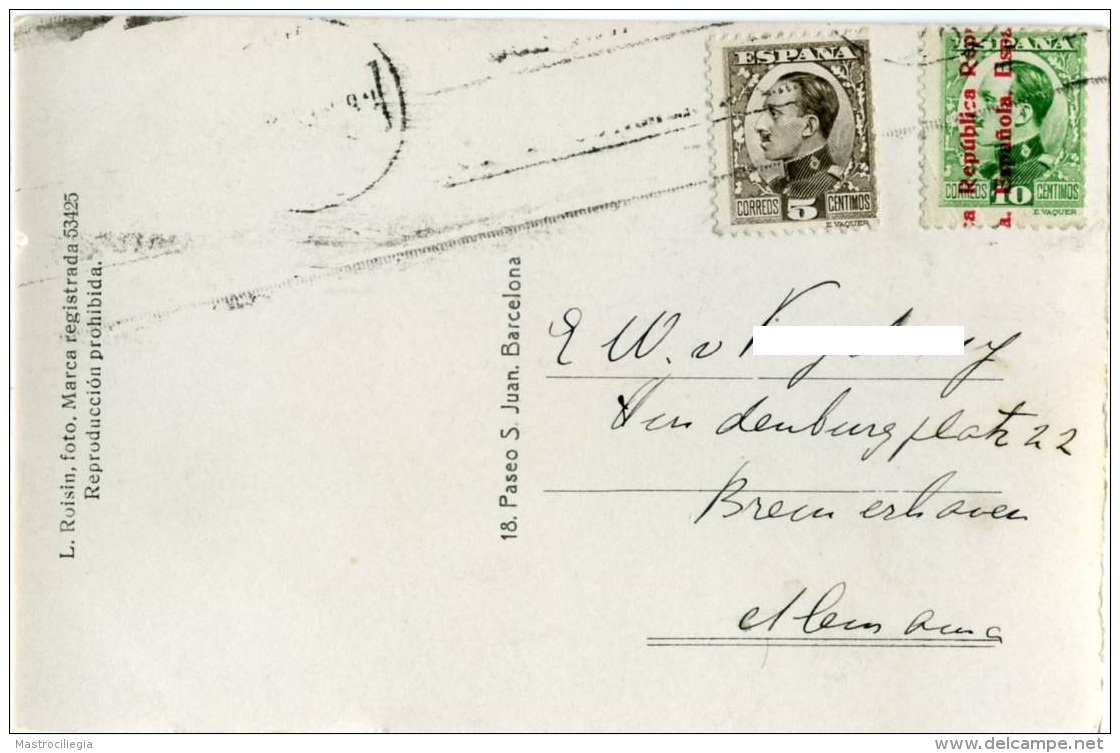 ESPAÑA  Post Card SEVILLA  Alfonso XIII 5c + 10c Sobrecarga Republica Espa&ntilde;ola - Storia Postale