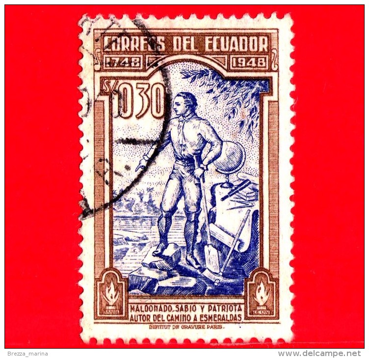 ECUADOR - Usato - 1948 - 200° Anniversario Della Morte Di Pedro Vicente Maldonado - 0.30 - Ecuador