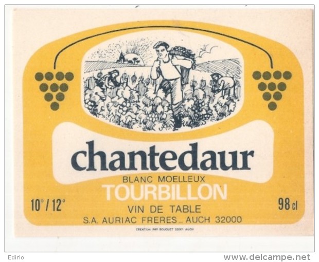 étiquette - Années 1920 .....Chantedor Blanc Moelleux Tourbillon - White Wines