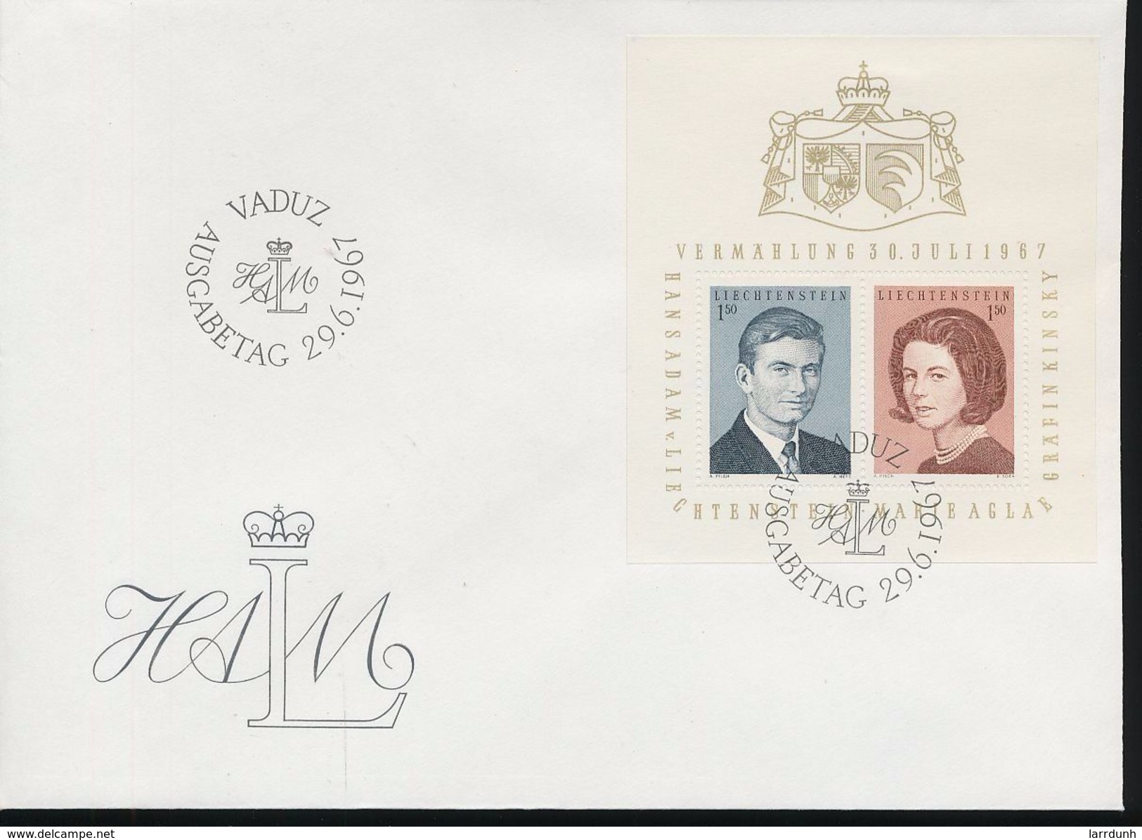 Liechtenstein 1967 Souvenir Sheet Block Royal Family Day Of Issue Cancel 1967 A04s - Other & Unclassified