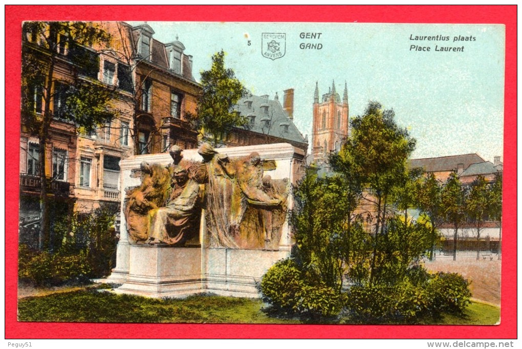 Gand. Place Et Monument François Laurent. Franchise Postes Militaires Belgique N°. 5. 1919 - Gent