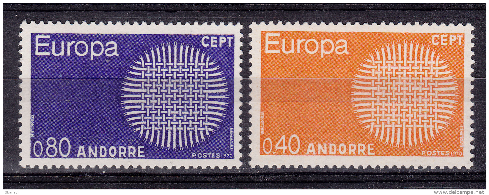 Andorra Andorre 1970 Europa CEPT Mi#222-223 Yvert#202-203 Mint Never Hinged - Ongebruikt