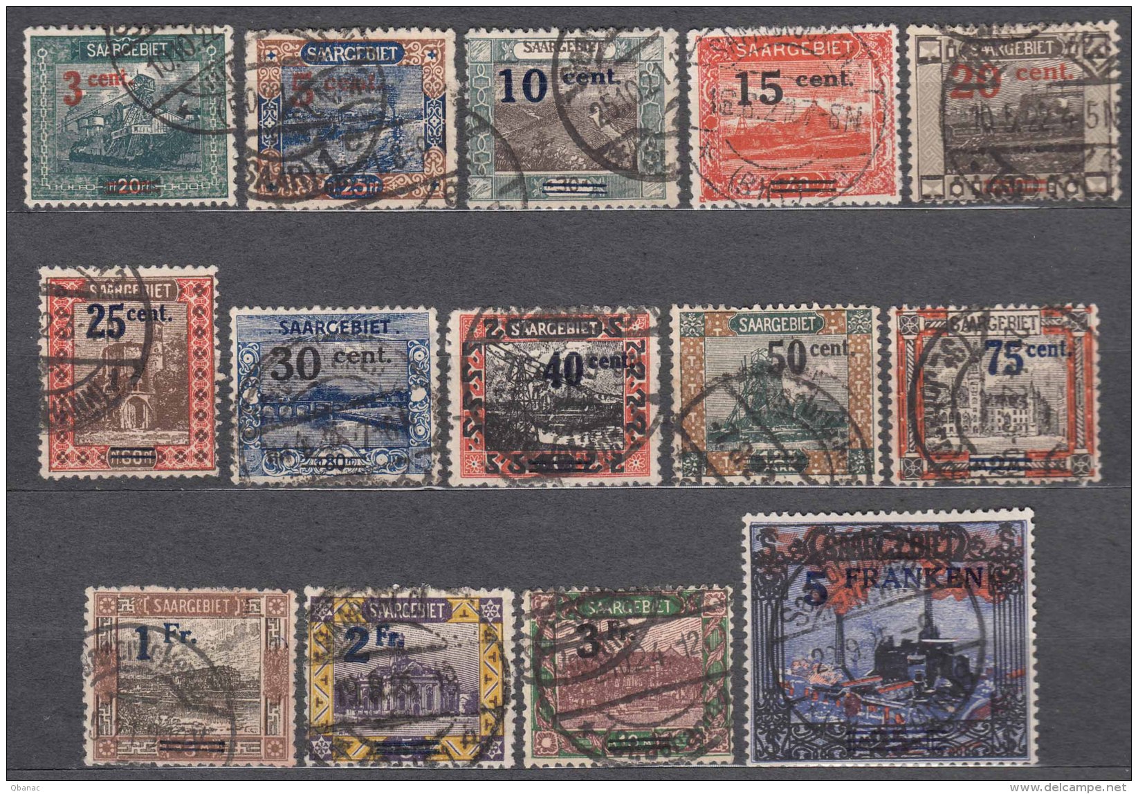 Saar 1921 Mi#70-83 Used Complete Set - Gebraucht