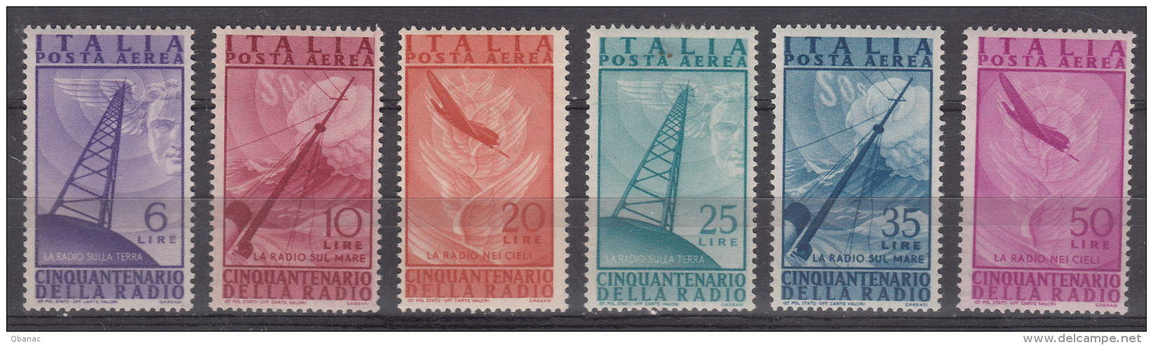 Italy Republic 1947 Airmail Sassone#A136-A141 Mi#732-737 Mint Hinged - 1946-60: Nieuw/plakker