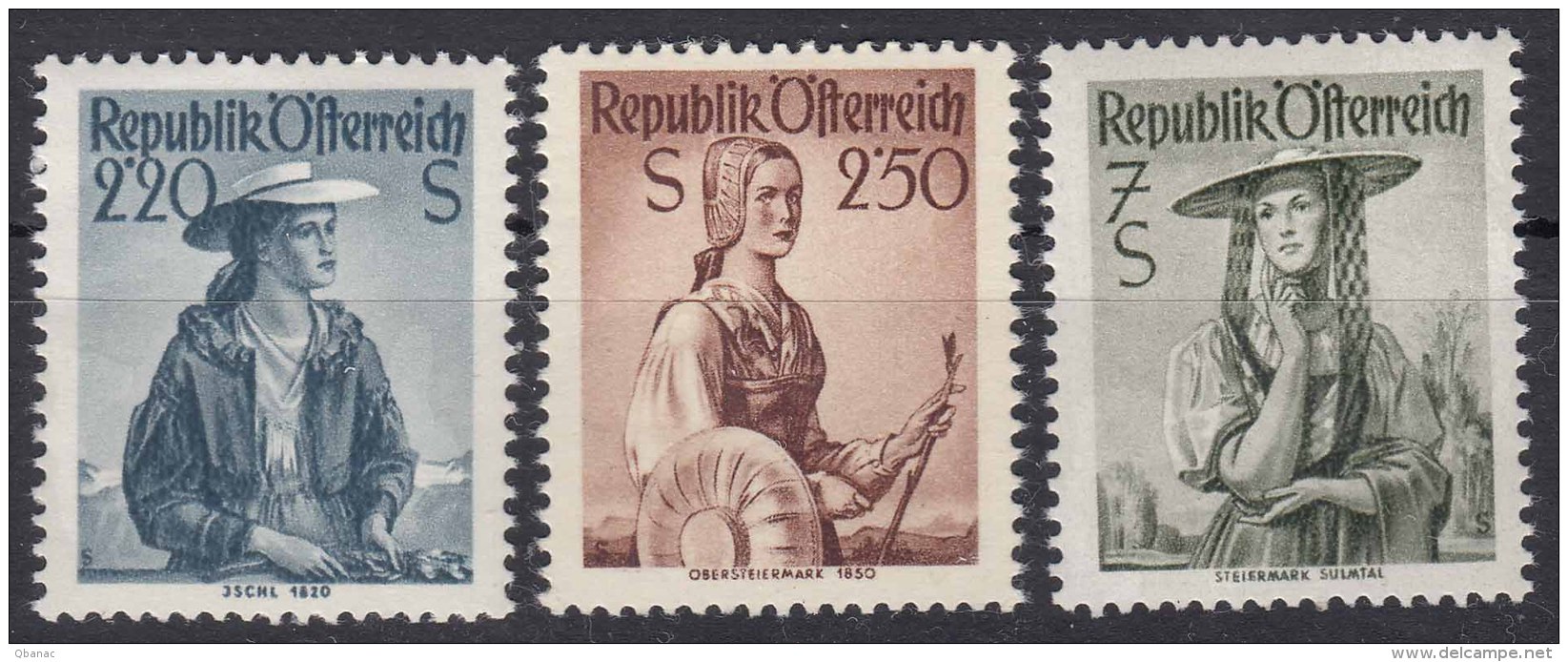 Austria 1952 Mi#978-980 Mint Never Hinged - Unused Stamps