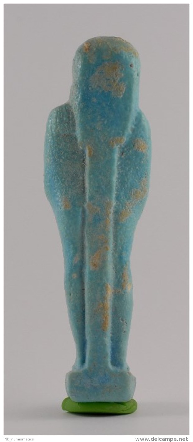 Egypt Late Period 26th Dynasty Turquoise Faience Shabti For Nes-min - Archeologie