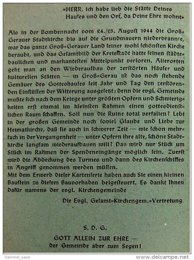 Postkarten-Serie Groß-Gerau - Evangelische Stadtkirche Vor Und Nach Der Zerstörung 1944 - Ansichtskarten Ca.1955 - Gross-Gerau