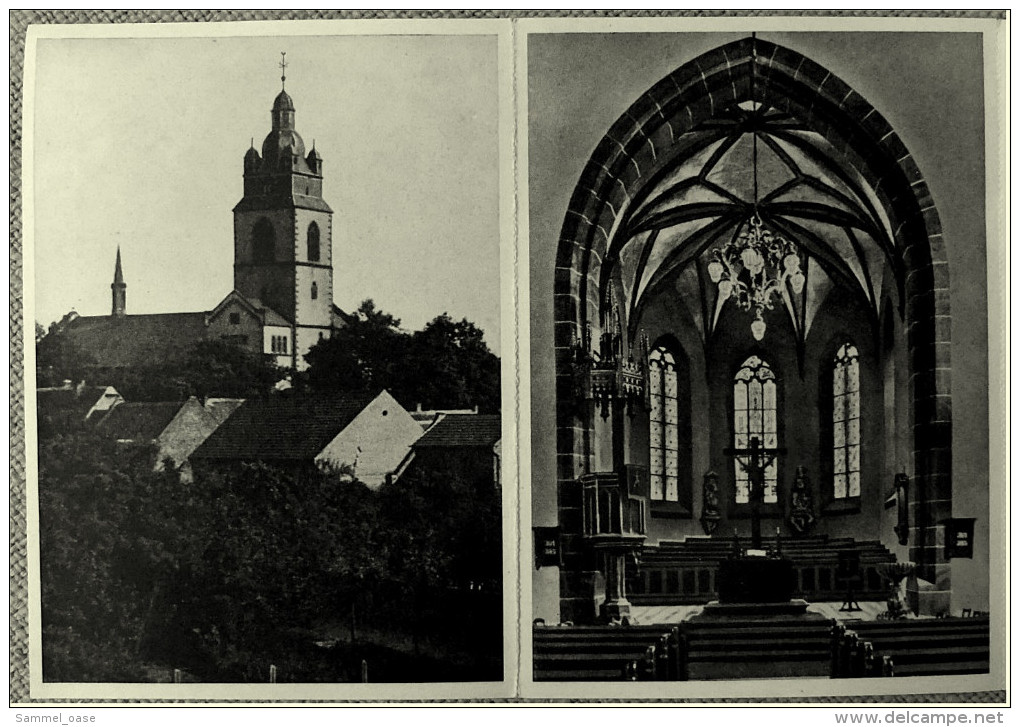 Postkarten-Serie Groß-Gerau - Evangelische Stadtkirche Vor Und Nach Der Zerstörung 1944 - Ansichtskarten Ca.1955 - Gross-Gerau