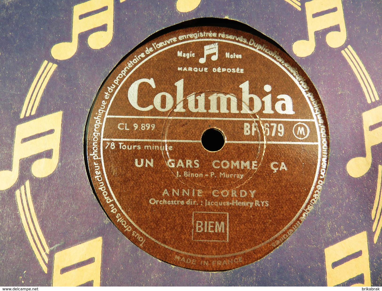 DISQUE 78 TOURS COLOMBIA ANNIE CORDY LA BAGARRE + Gramophone Chanson Chanteur Musique Artiste Variété