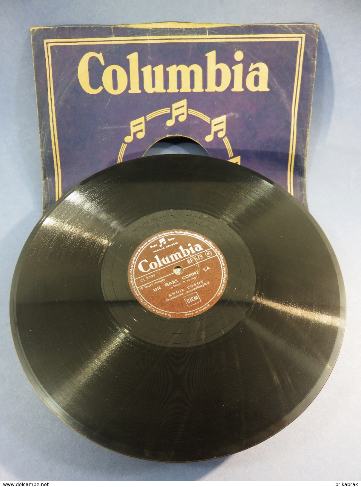 DISQUE 78 TOURS COLOMBIA ANNIE CORDY LA BAGARRE + Gramophone Chanson Chanteur Musique Artiste Variété