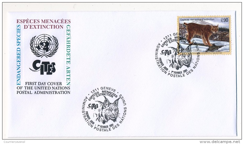 NATIONS UNIES GENEVE - 25 FDC "Espèces menacées d'extinction" - 1997, 1998, 1999, 2000, 2001