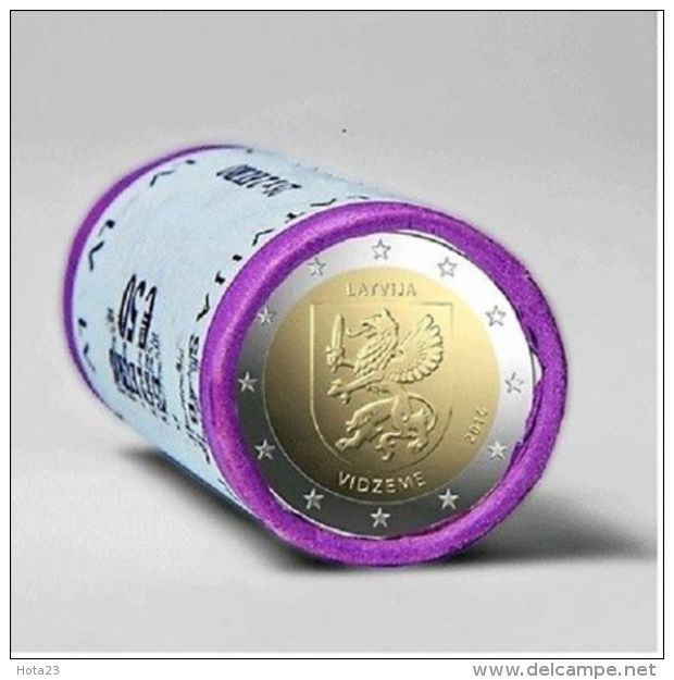 2 Euro Lettland Latvia 2016 Region Vidzeme Rollen Rolle 2 X 25 Münzen  ROLL 25 COINS UNC - Rolls