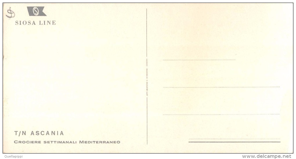 05035  "MOTONAVE T/N ASCANIA - SILSA LINE - CROCIERE SETTIMANALI MEDITERRANEO". CART NON SPED - Banche