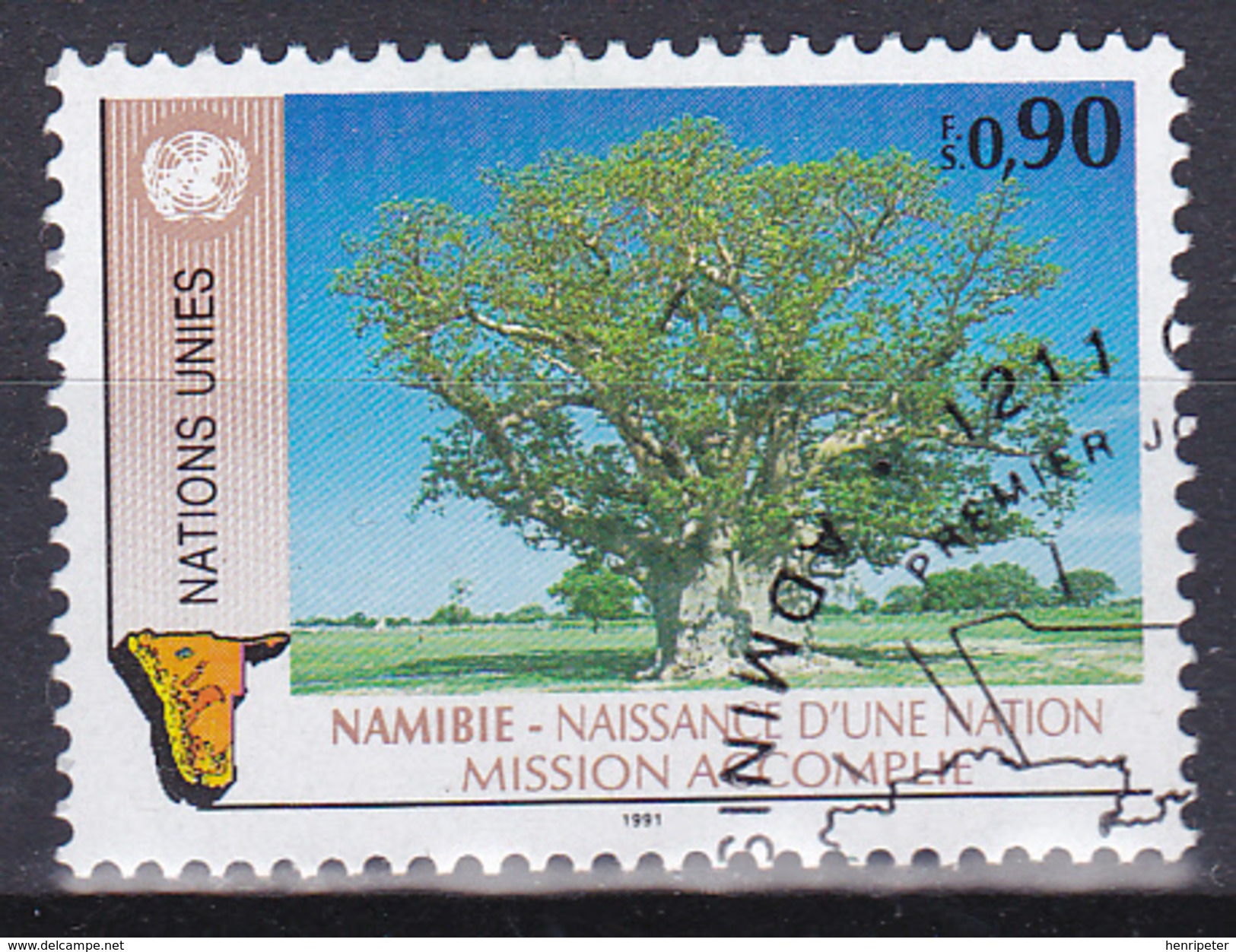 Timbre-poste Oblitéré - Namibie Naissance D'une Nation Mission Accomplie - N° 207 (Yvert) - NATIONS UNIES Genève 1991 - Gebraucht