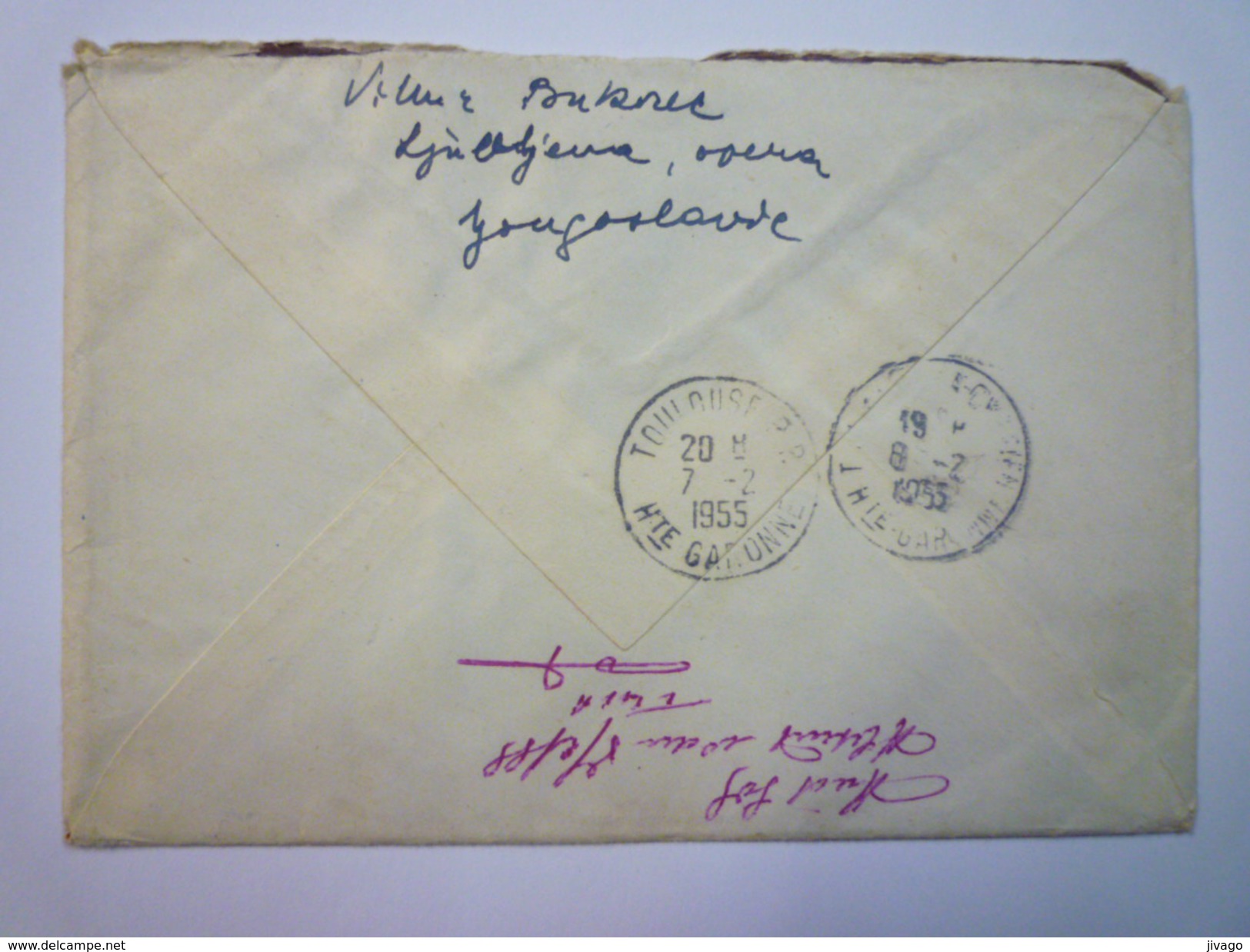 ENVELOPPE Entier Postal  REC  Au Départ De  LJUBLJANA  1 B  à Destination De TOULOUSE  1955   - Cartas & Documentos