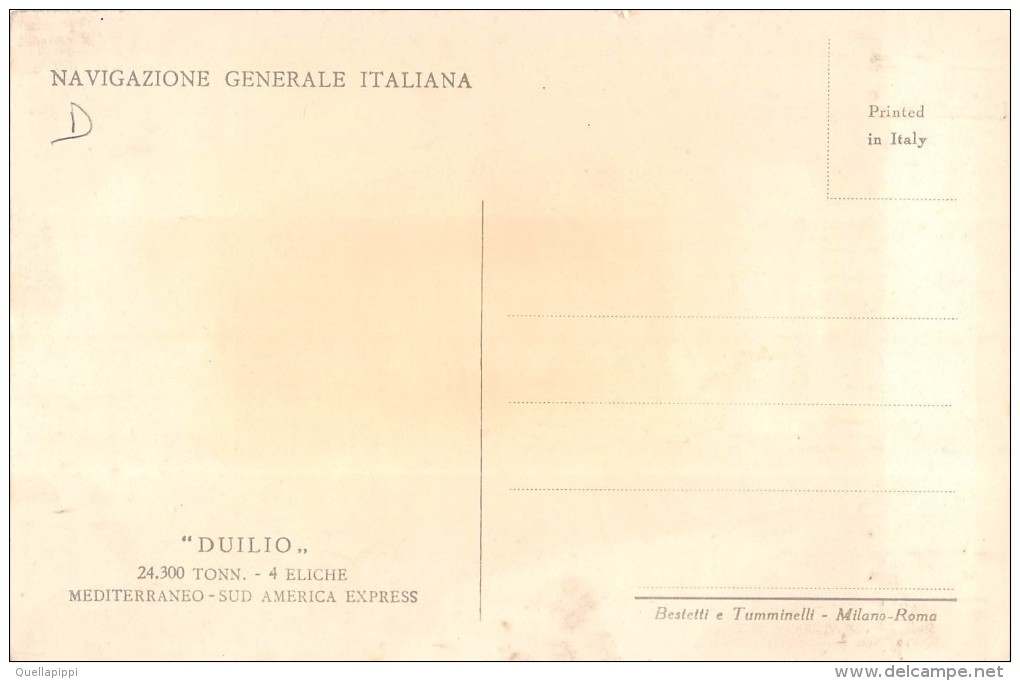 05041  "PIROSCAFO DUILIO 24300 TONN-4 ELICHE - MEDITERRANEO-NORD AMERICA EXPRESS" CART NON SPED - Banques